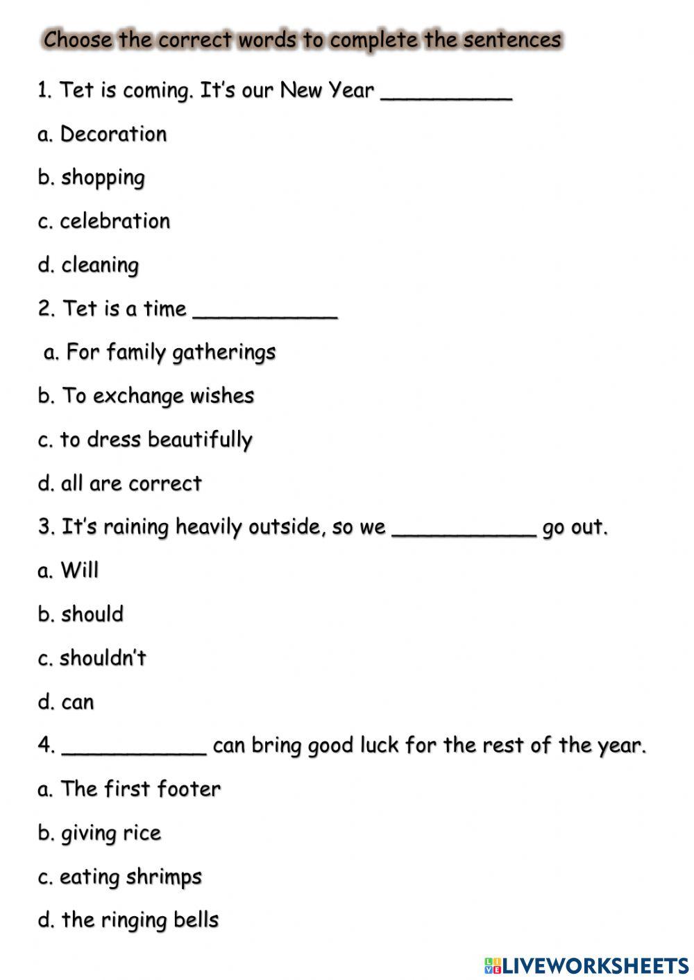 Seamen Tet worksheet