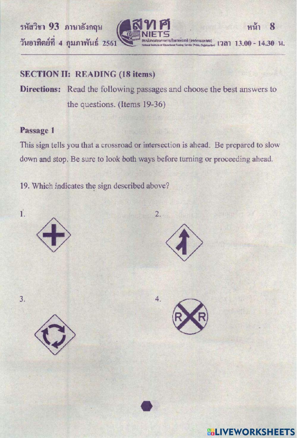 English ONET M.3 2560 Part 2 No.19-35