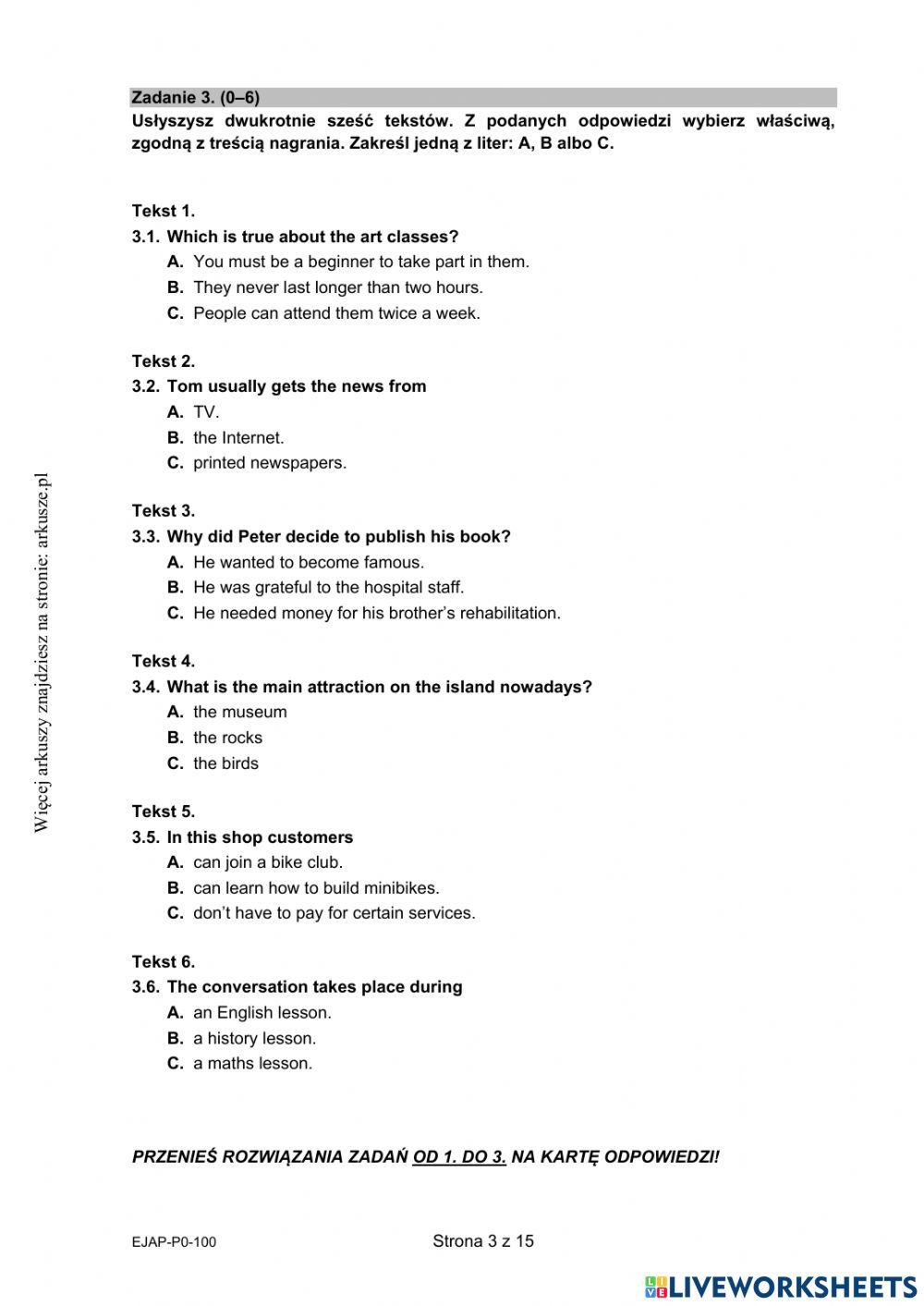 Matura mock exam 2021PP