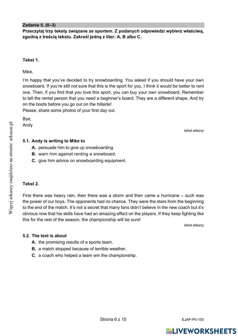 Matura mock exam 2021PP