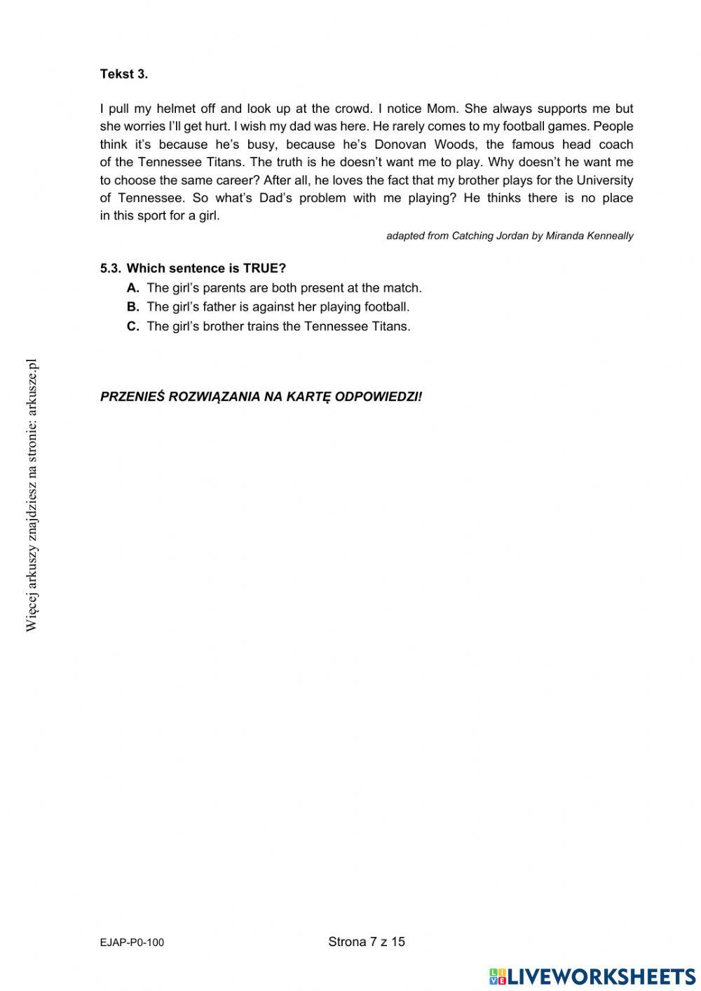 Matura mock exam 2021PP