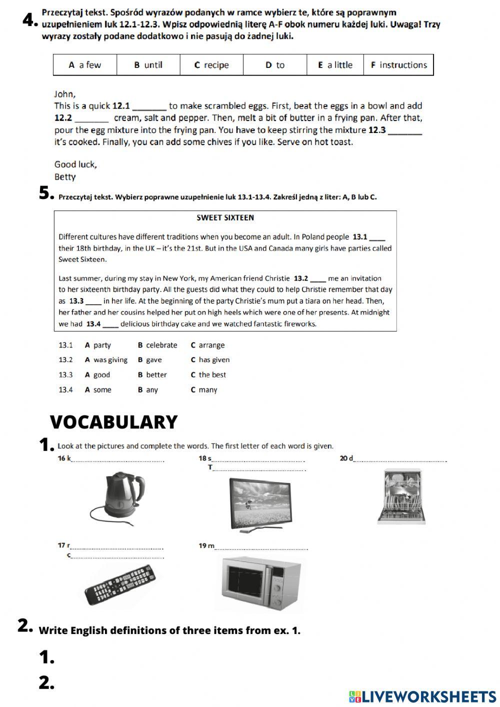 First Term Test - GOLD EXP B1 - UNITS 3-4