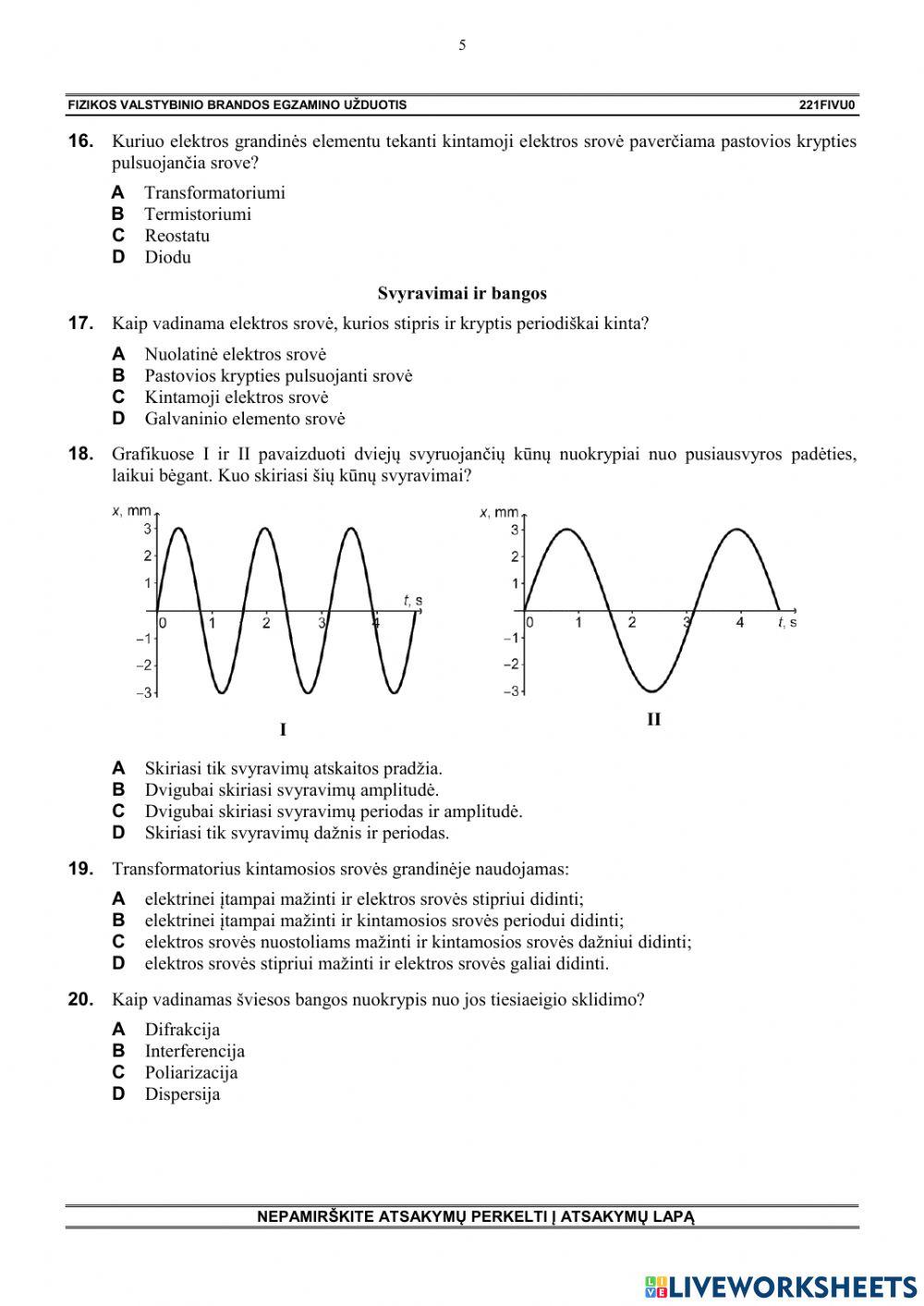 2022 fizikos valstybinio testas