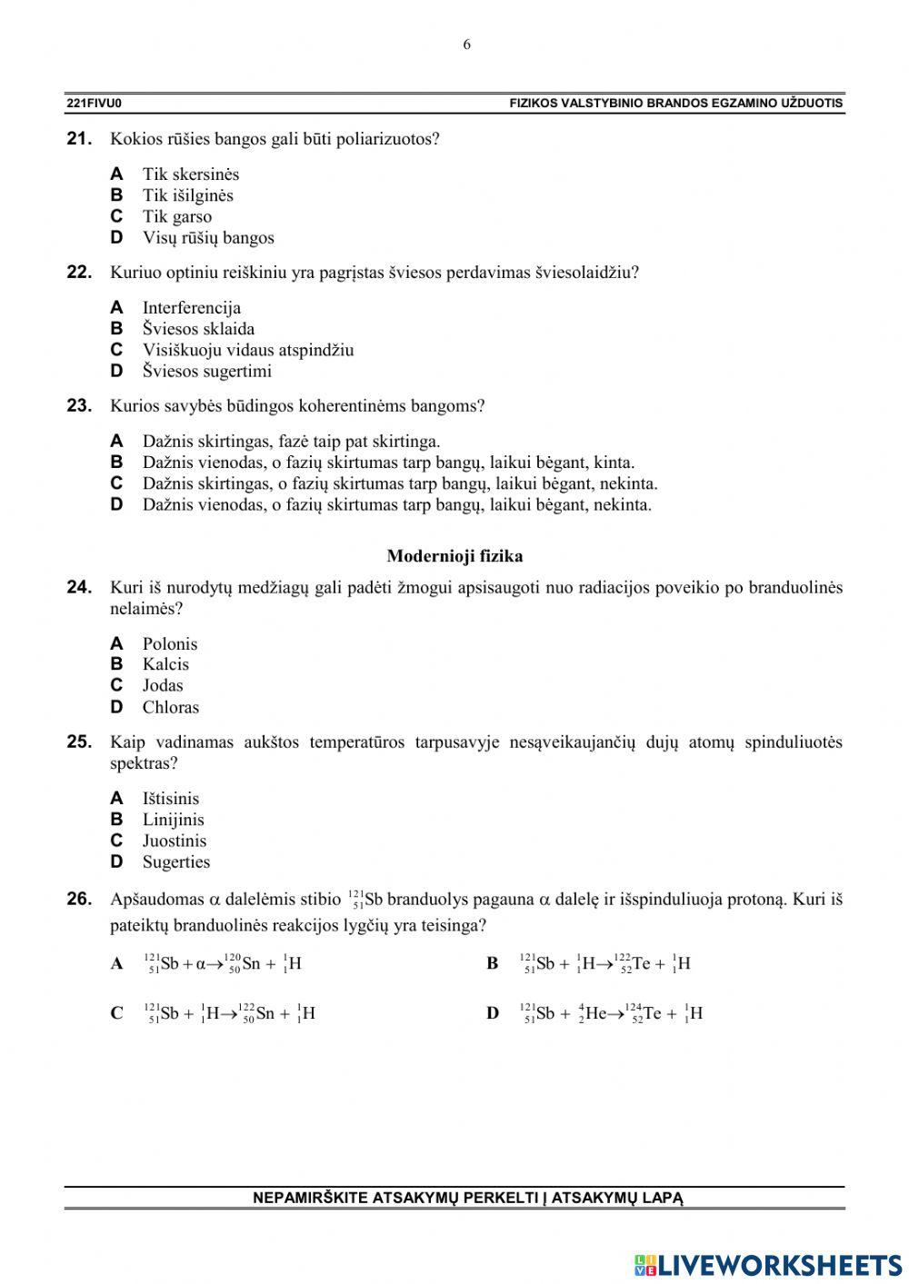2022 fizikos valstybinio testas