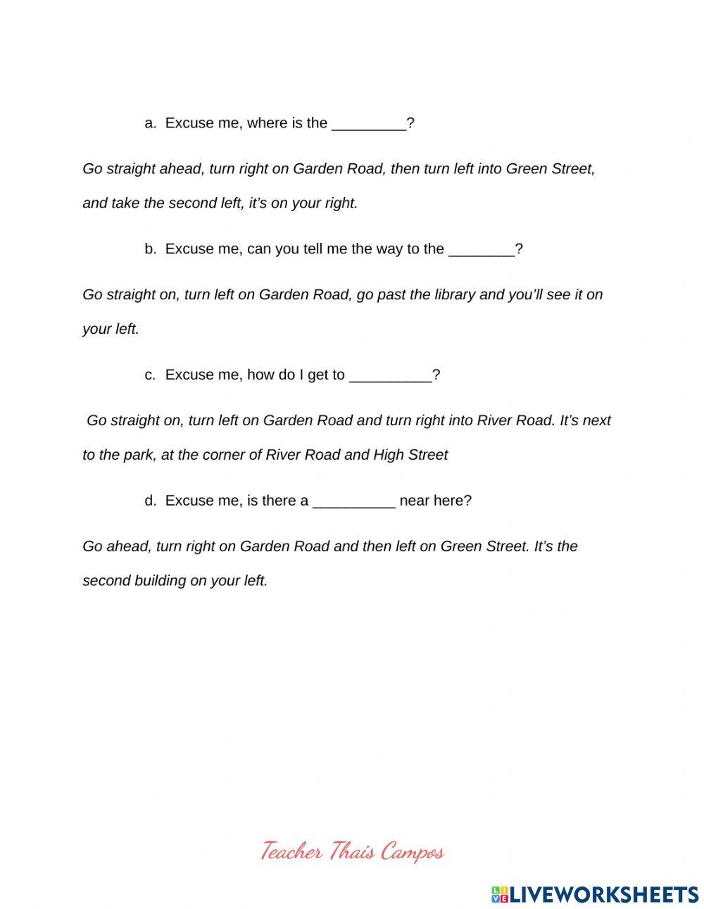 Asking for and giving directions