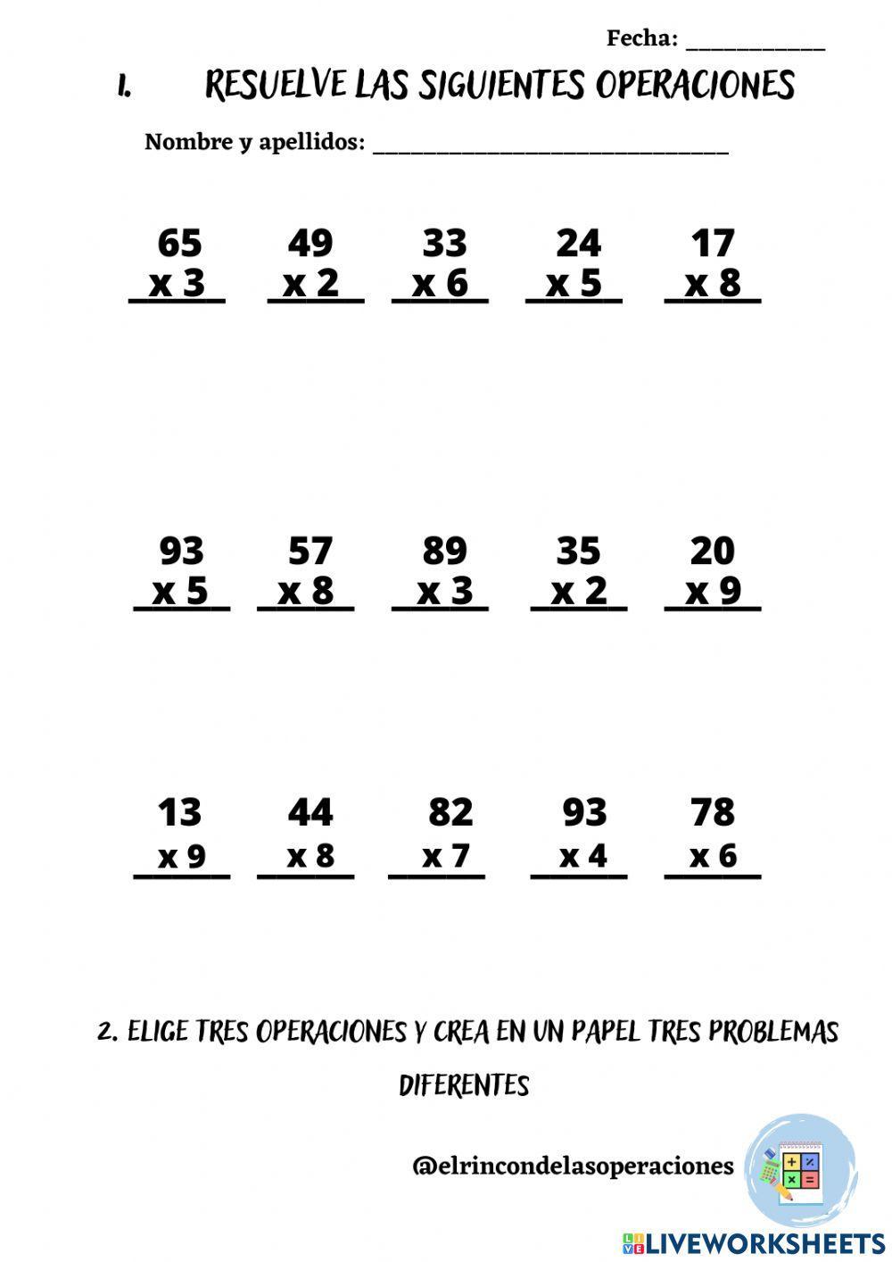 Multiplicaciones de una cifra