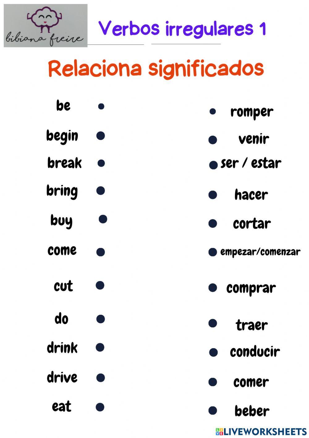 Significados verbos irregulares 1