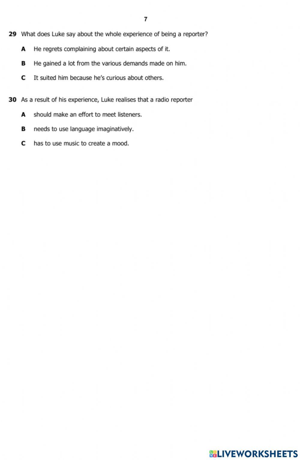 B1+ listening grado (11) segundo periodo