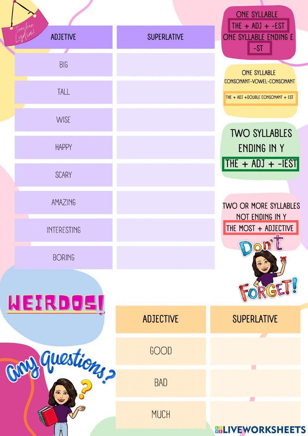 Superlative adjectives