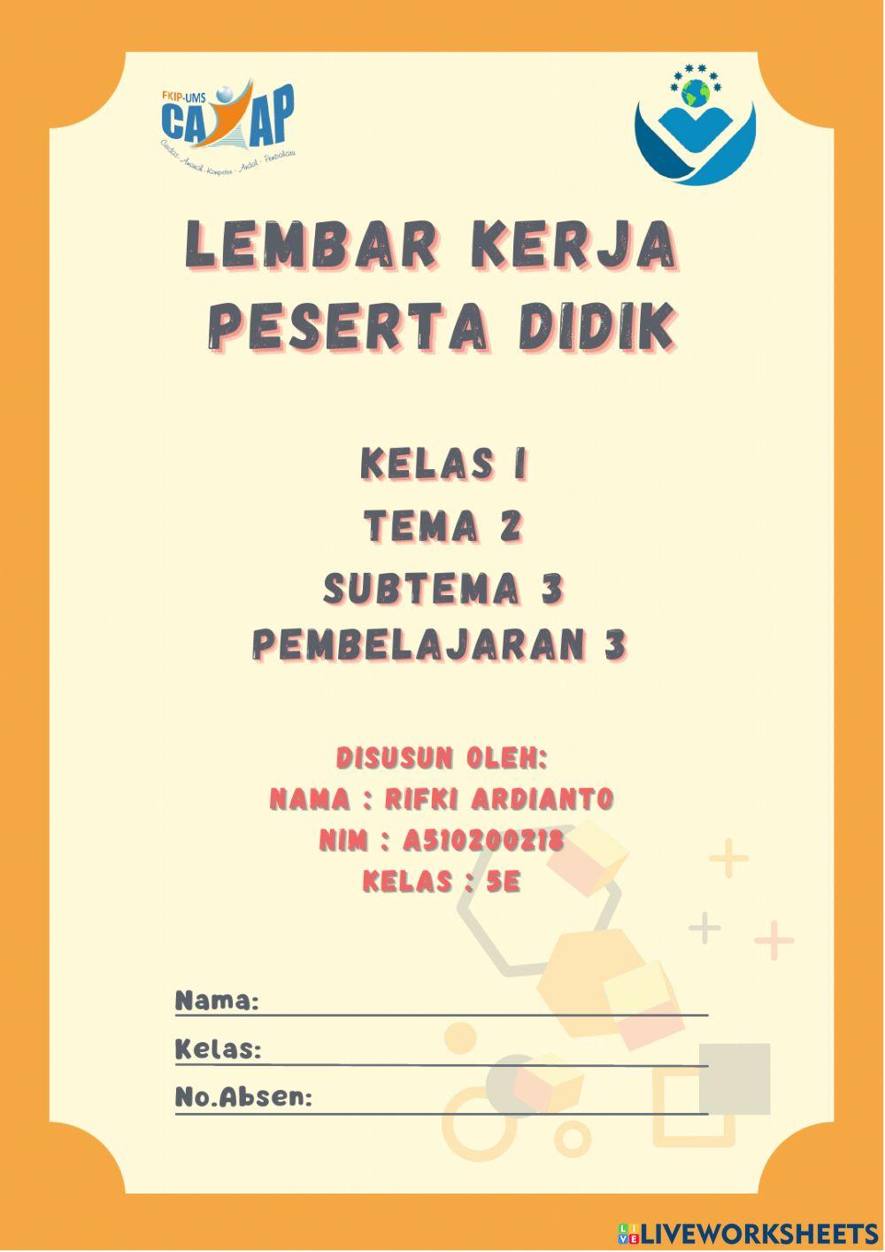 Lembar Kerja Peserta Didik Kelas 1 Matematika