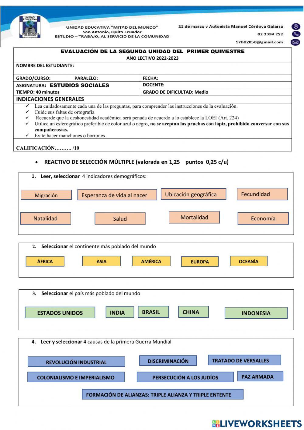 Prueba de la segunda unidad