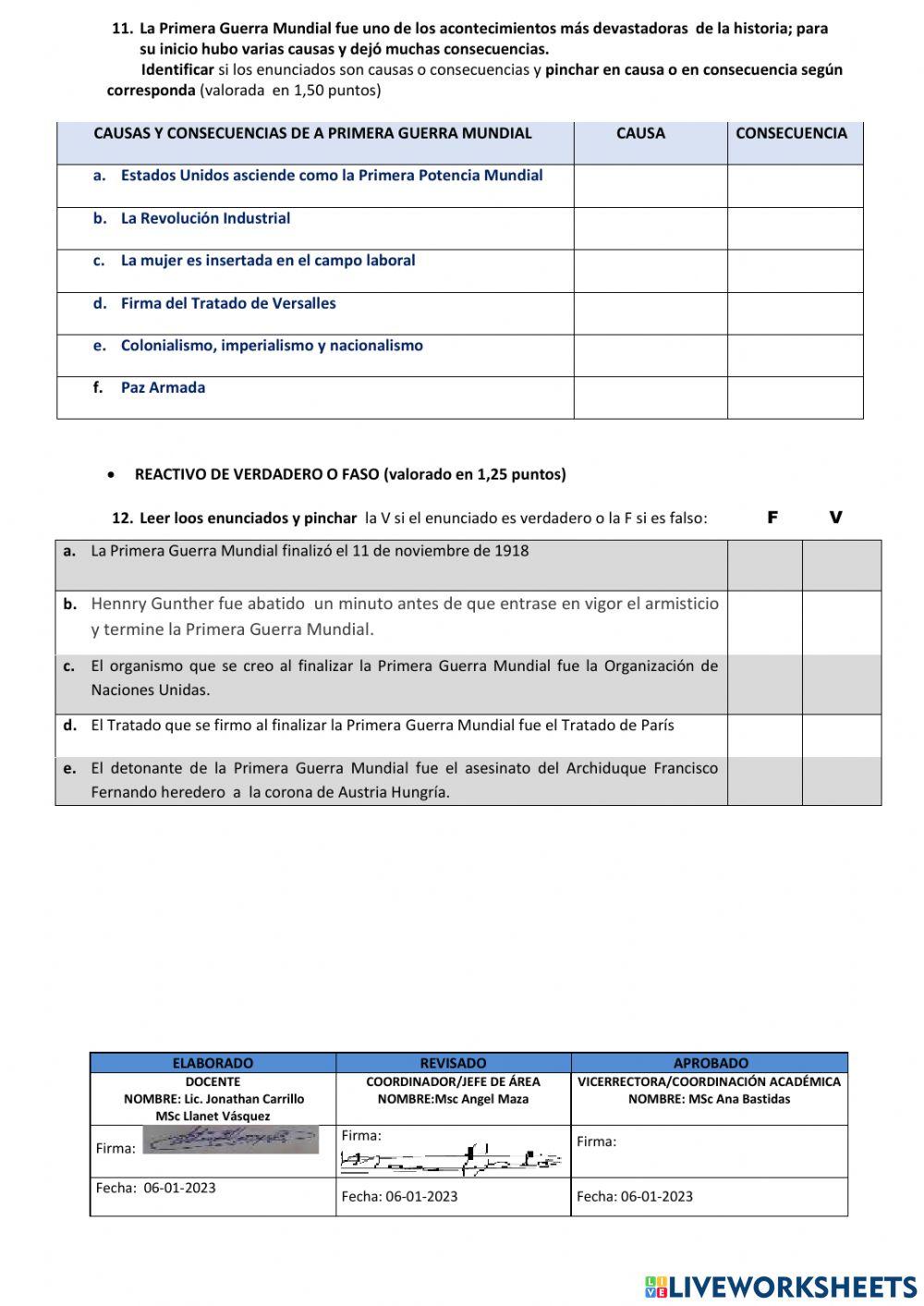 Prueba de la segunda unidad