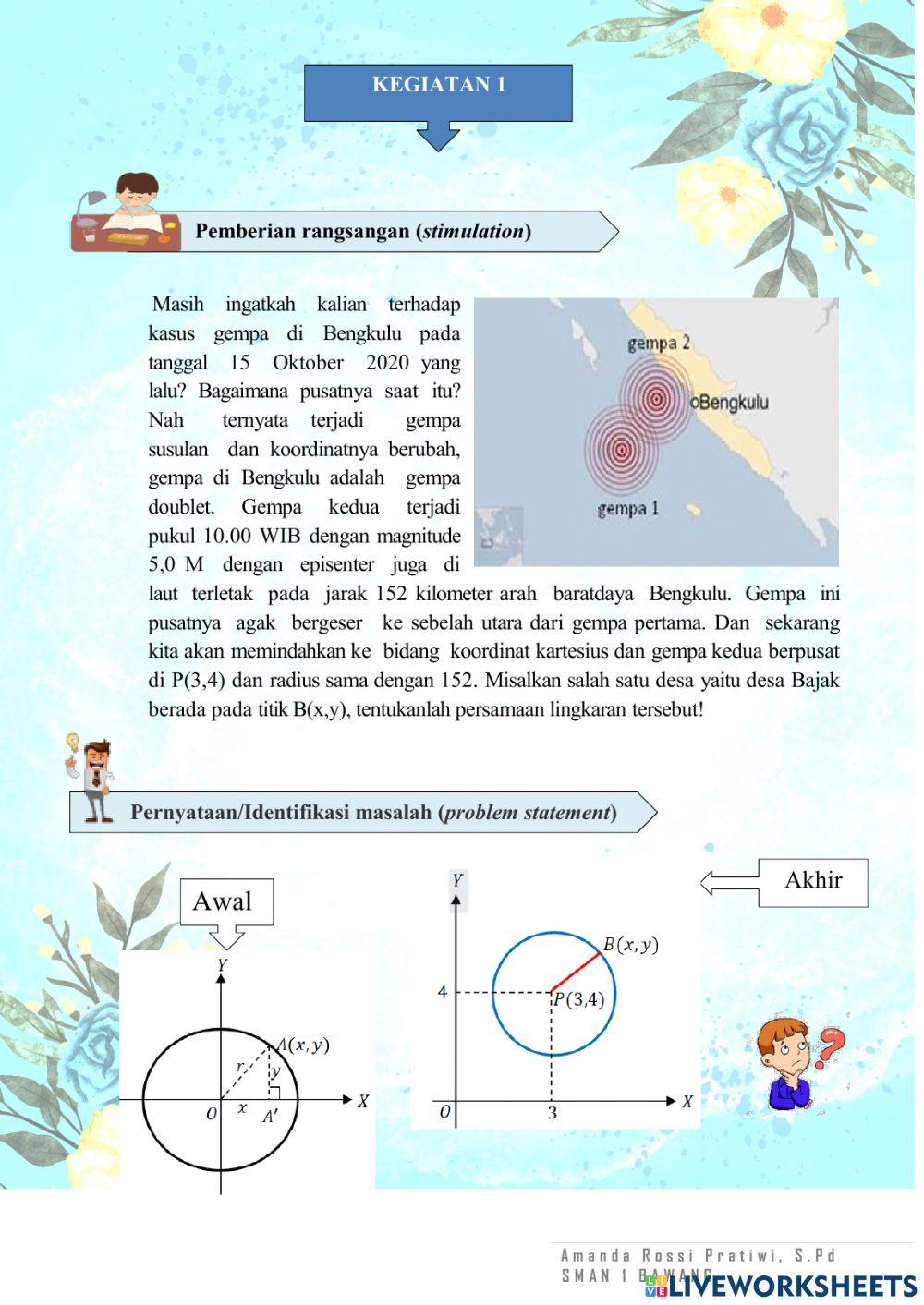 Persamaan Lingkaran Pusat P(a,b) jari-jari r
