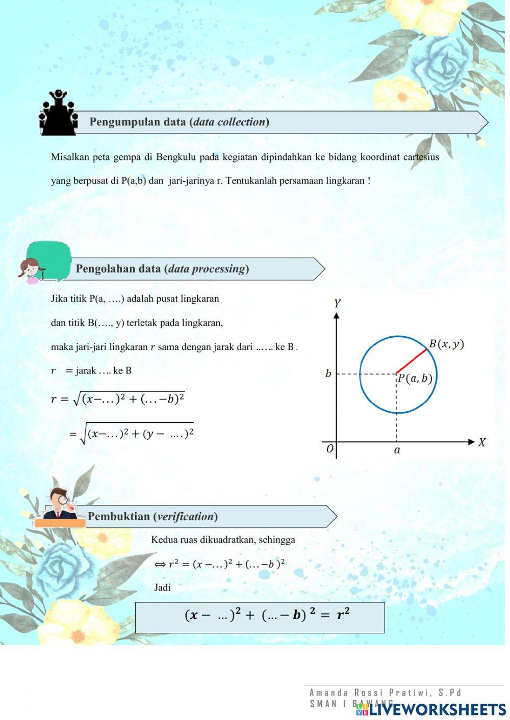Persamaan Lingkaran Pusat P(a,b) jari-jari r