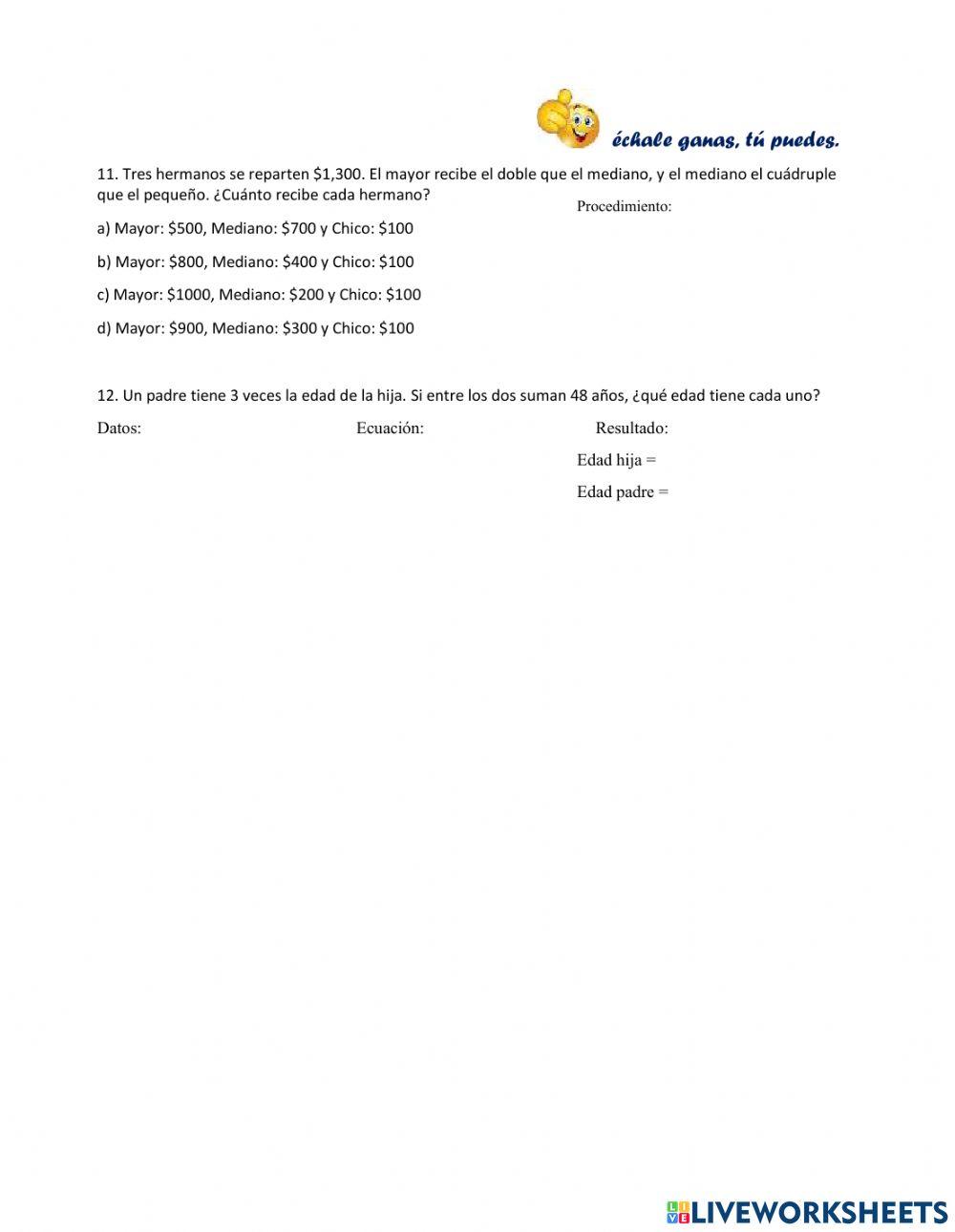 Tercer examen parcial de matemática 1