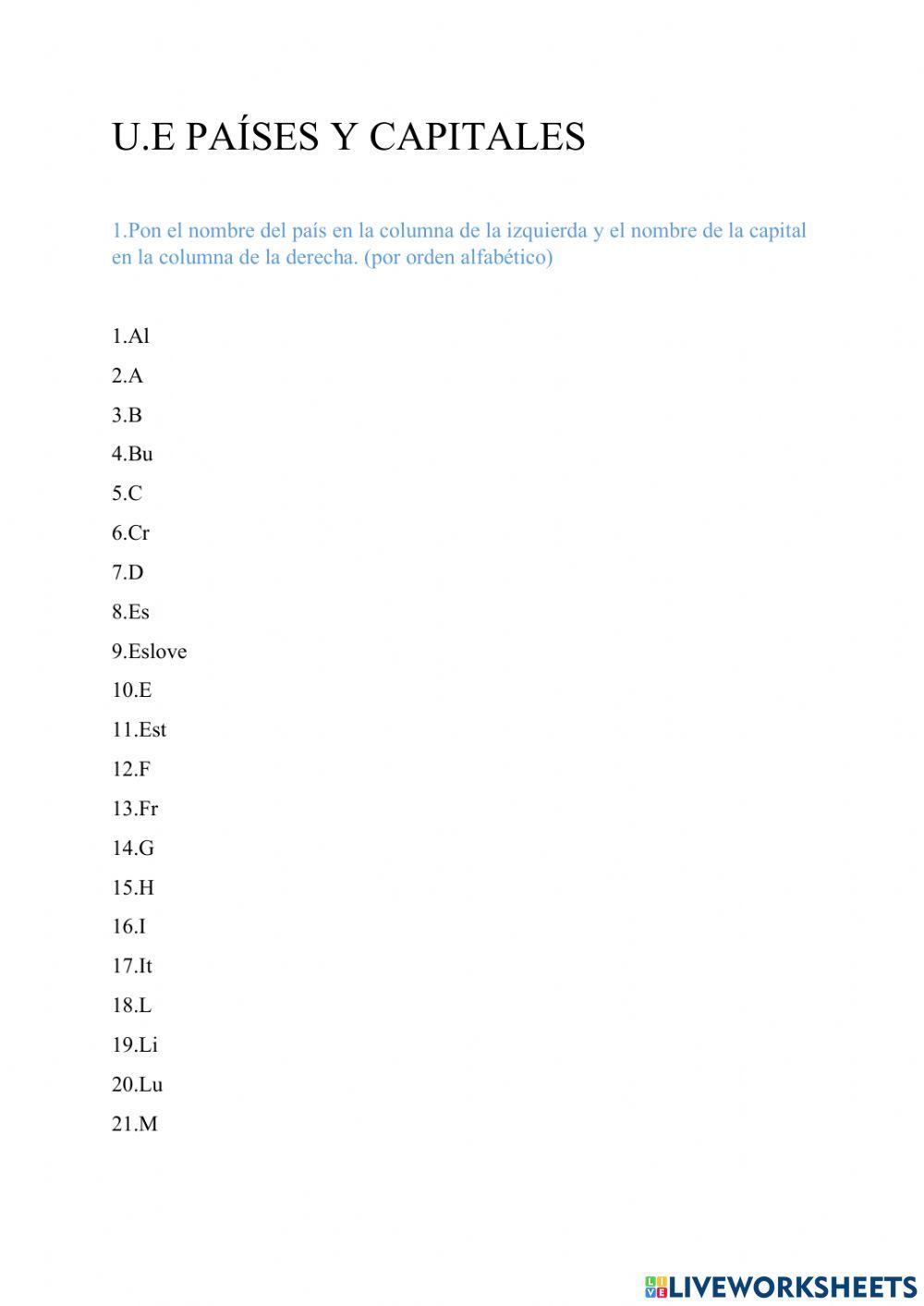 UNIÓN EUROPEA PAÍSES Y CAPITALES