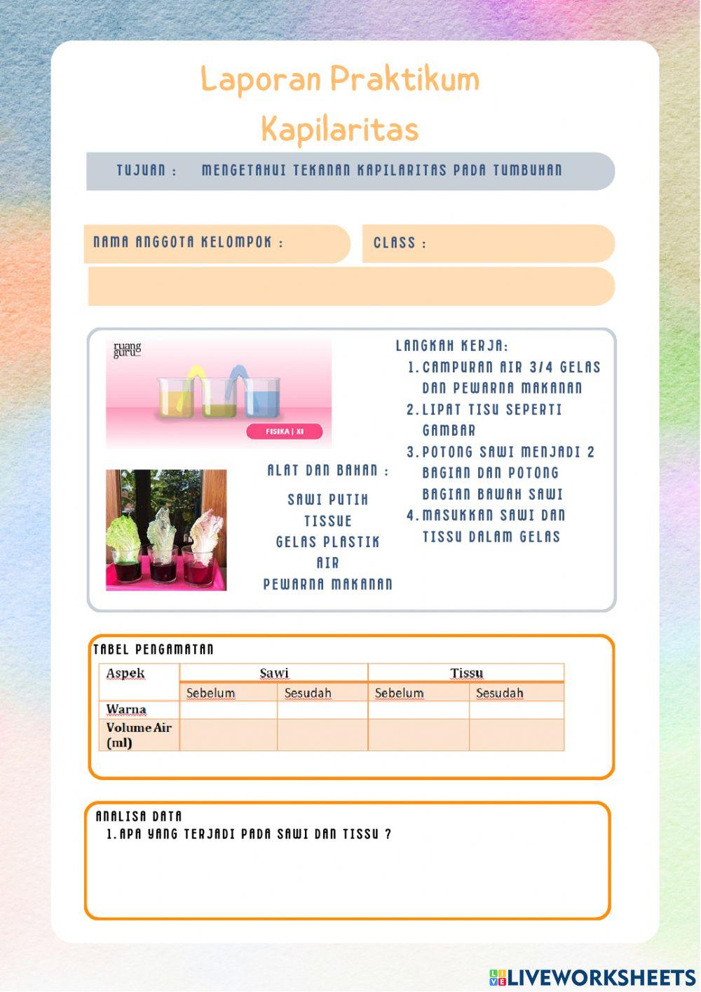 Percobaan tekanan kapilaritas