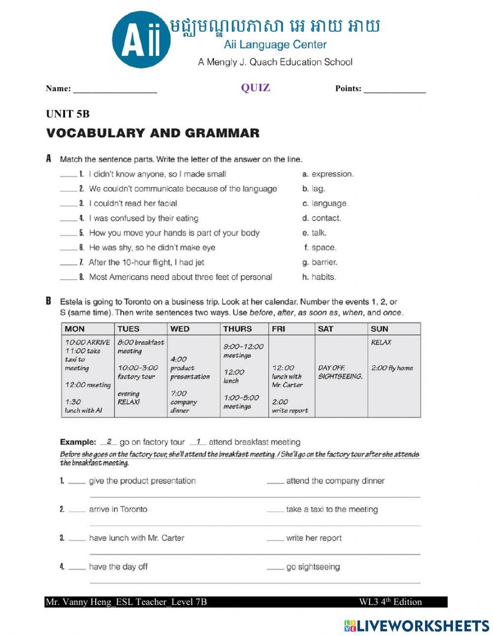 WL3 4thEdition-Unit 5B-Quiz