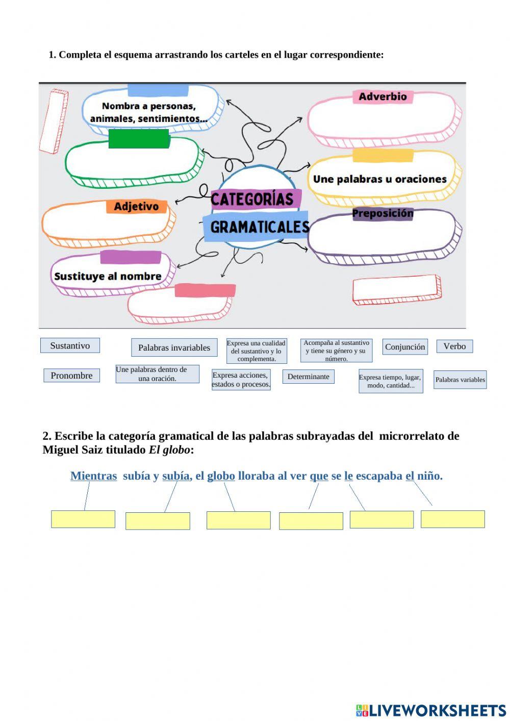Categorías gramaticales tarea