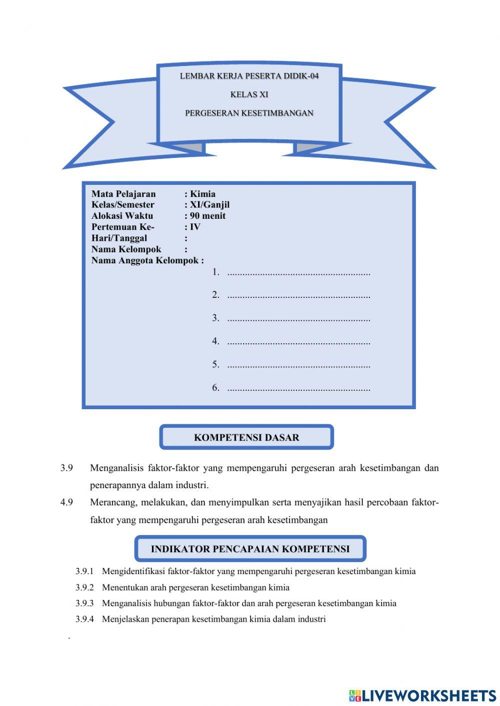 LKPD 4 - Pergeseran Kesetimbangan