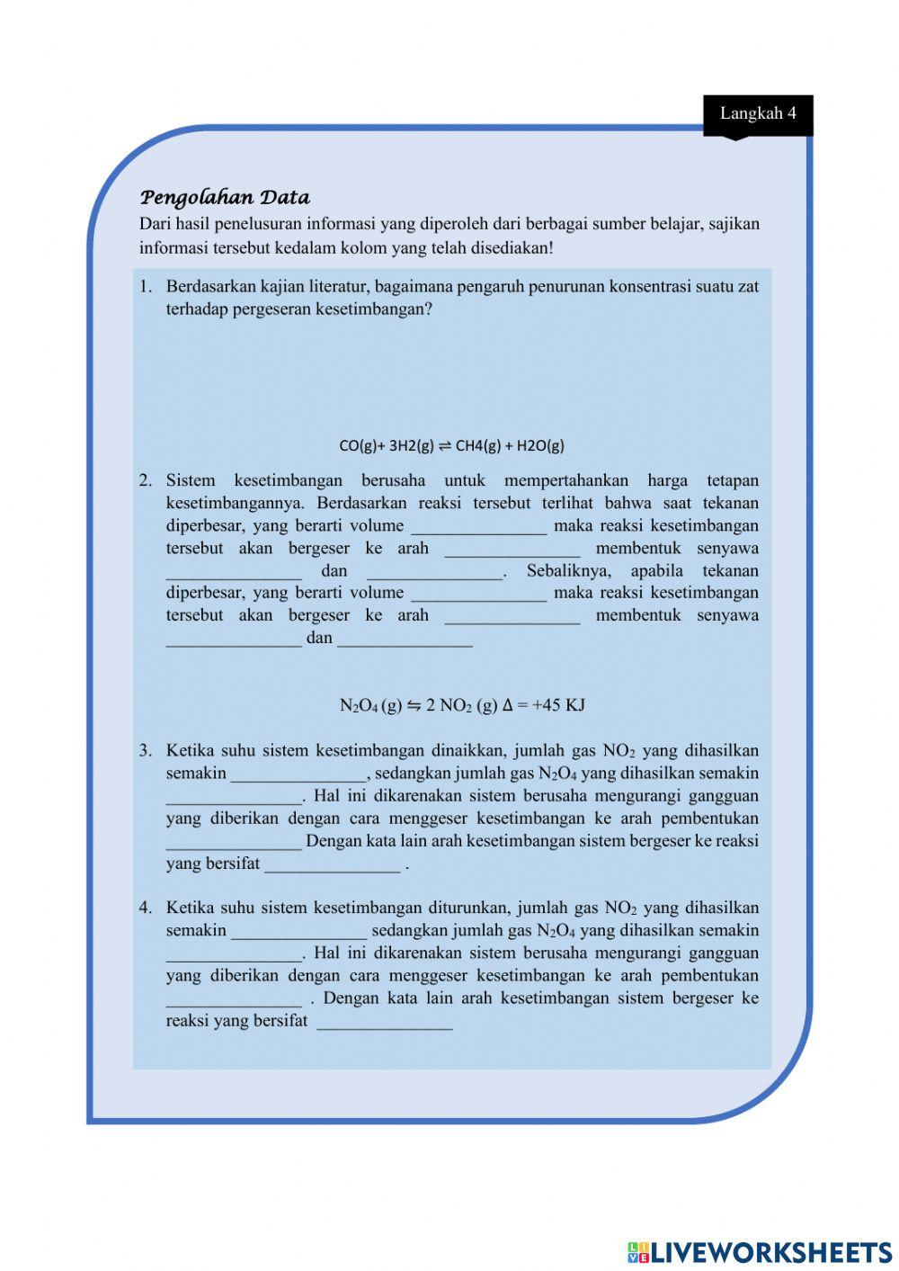 LKPD 4 - Pergeseran Kesetimbangan