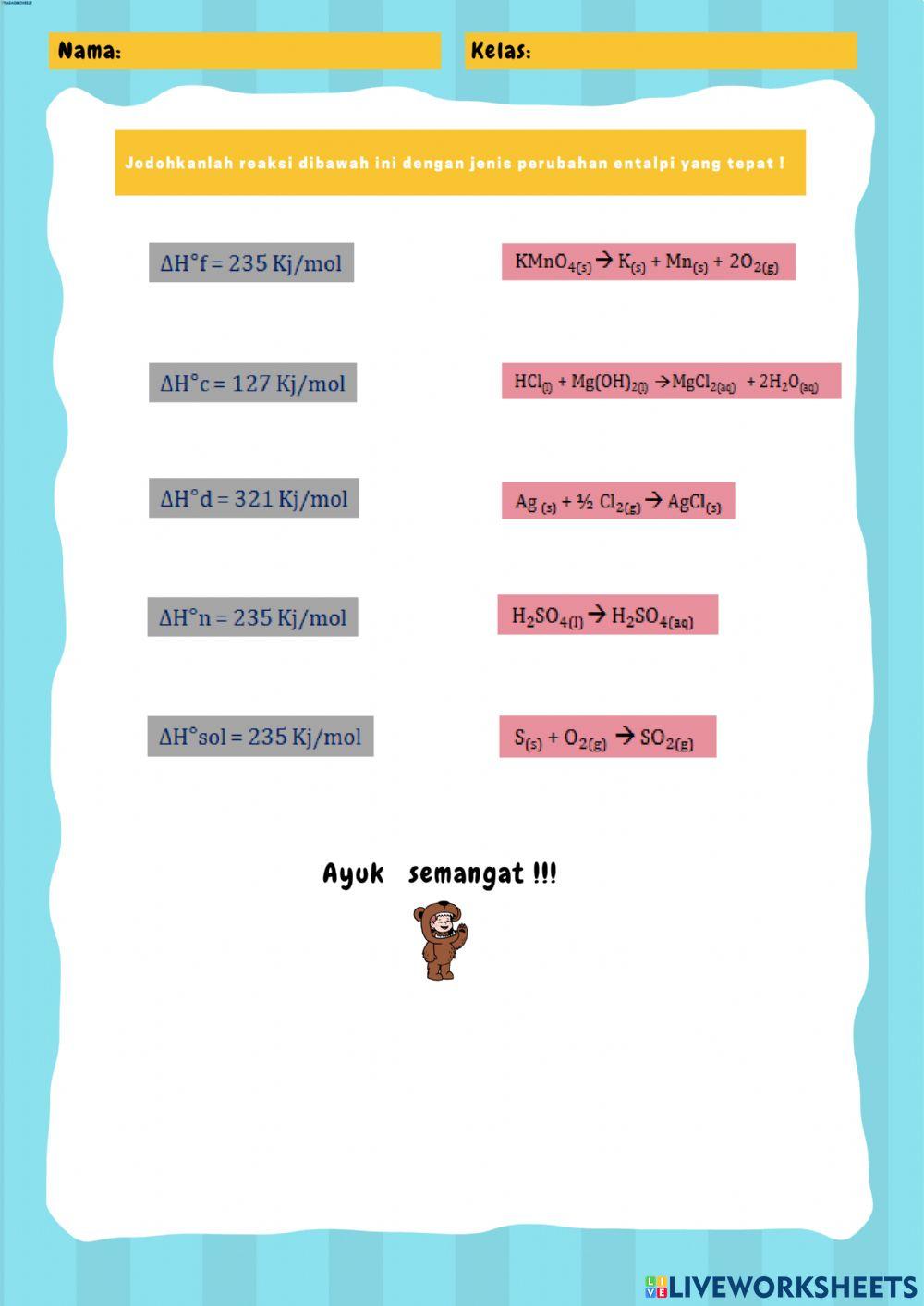 Jenis-jenis perubahan entalpi