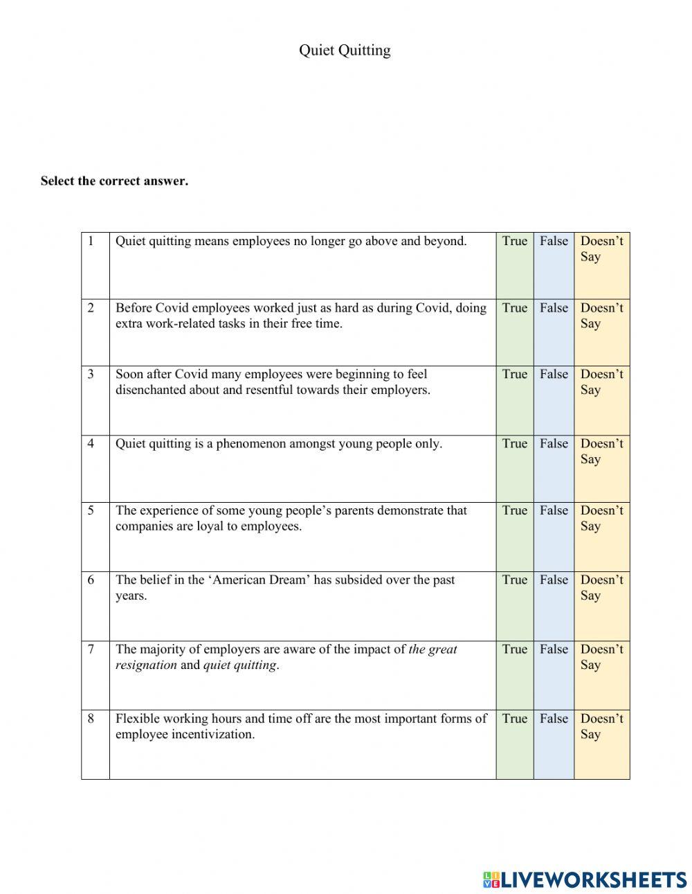Quiet Quitting - Work C1 Listening
