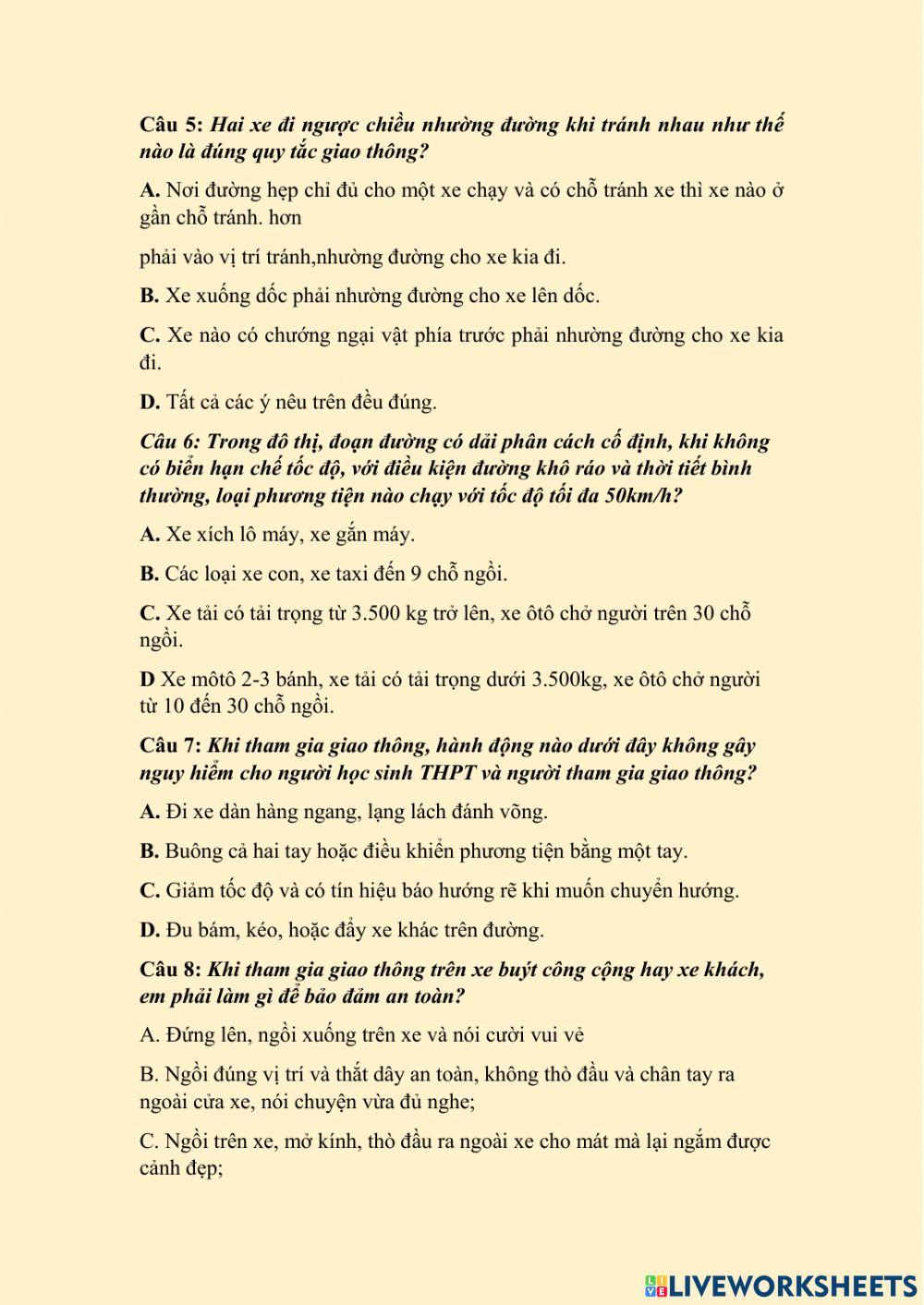 Kiểm tra -Tầm quan trọng của việc tuân thủ các quy tắc ATGT-