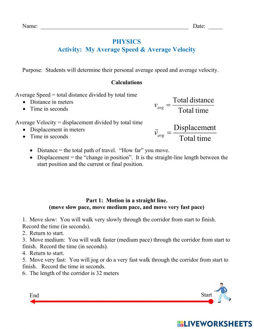 My Average Speed & Average Velocity