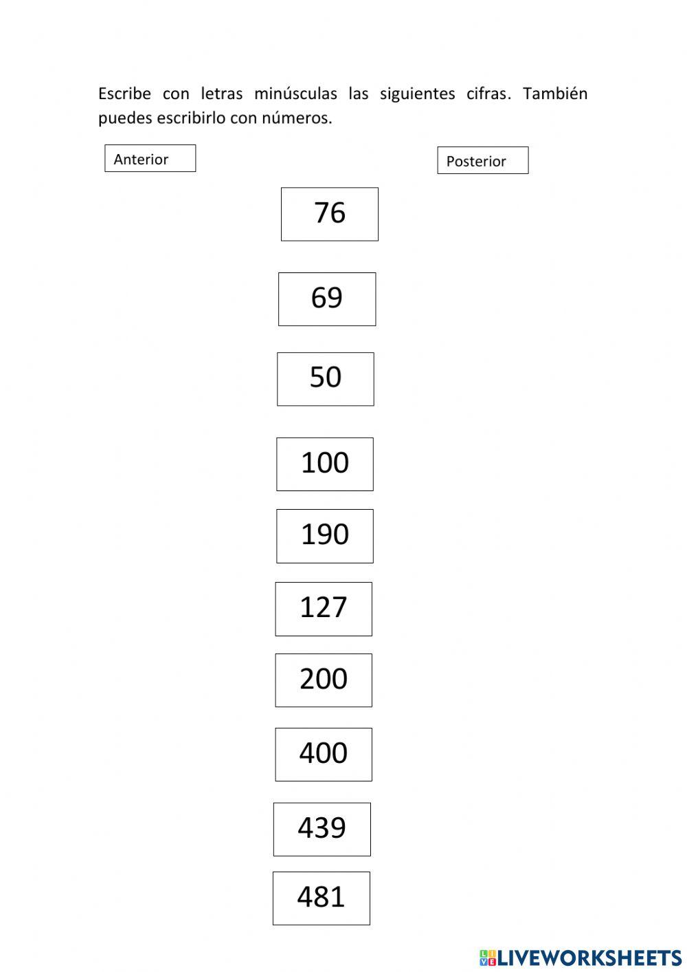 Nº anterior y posterior