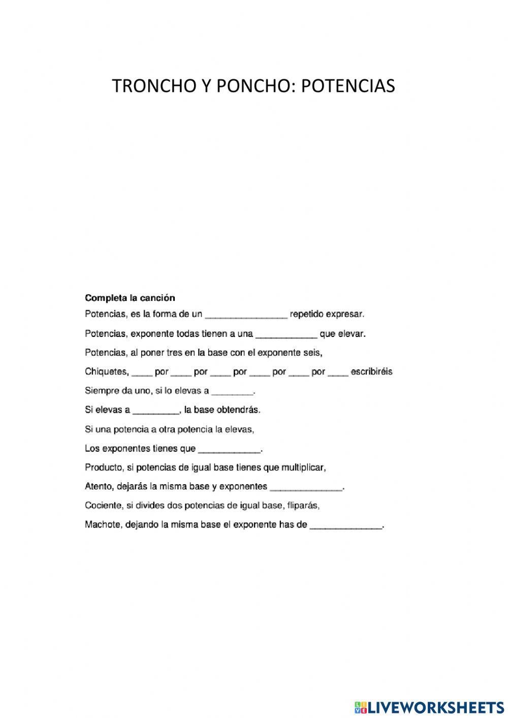 Letra de potencias de troncho y poncho