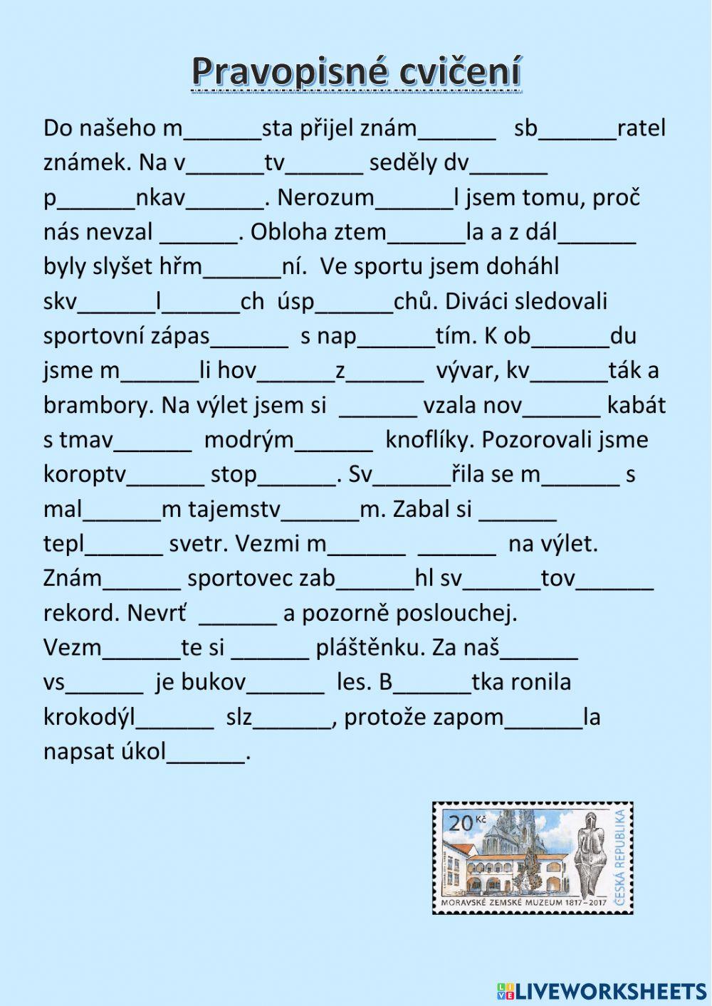 Pravopisné cvičení Pravopisné cvičení