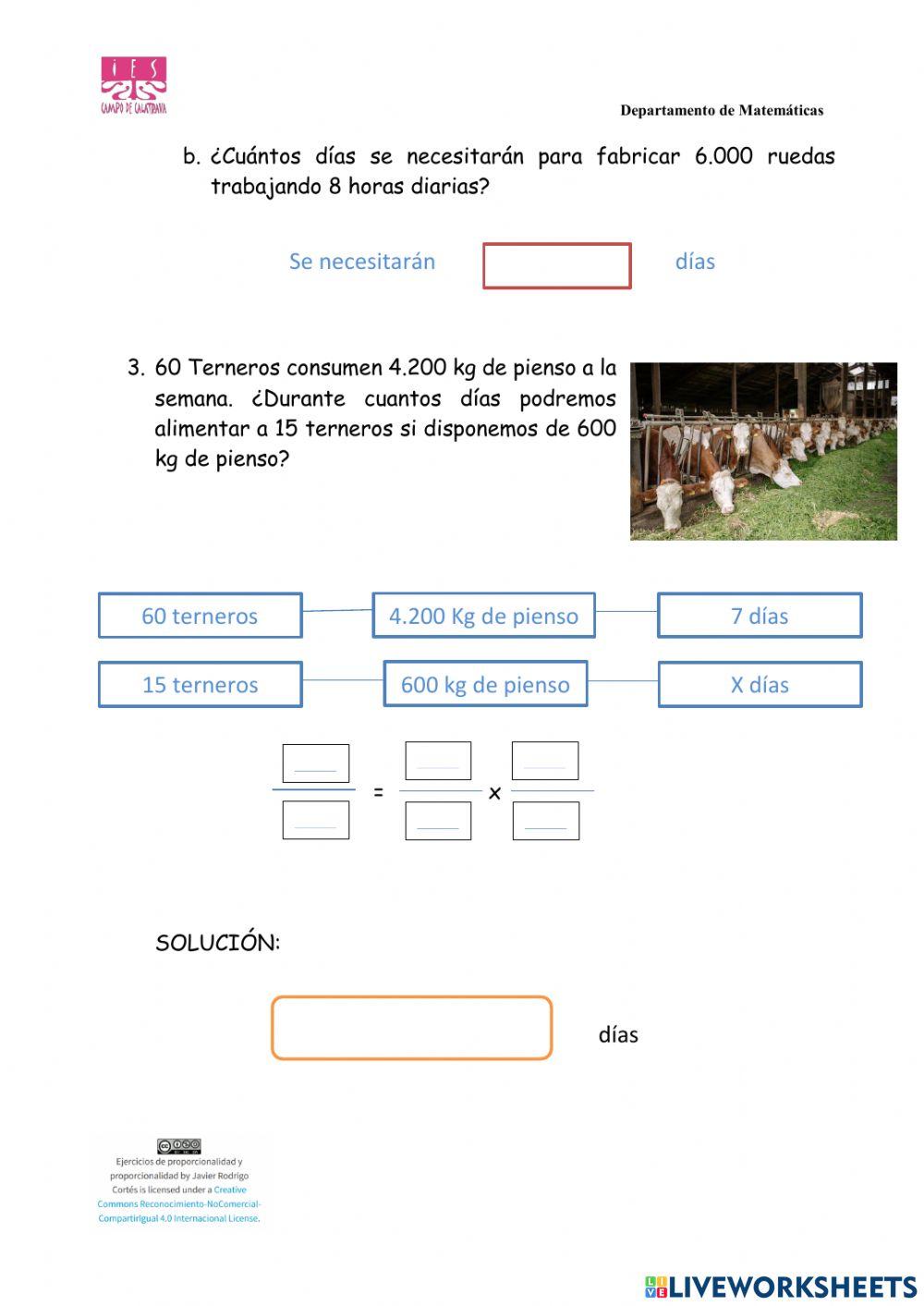 Ejercicios proporcionalidad y porcentajes