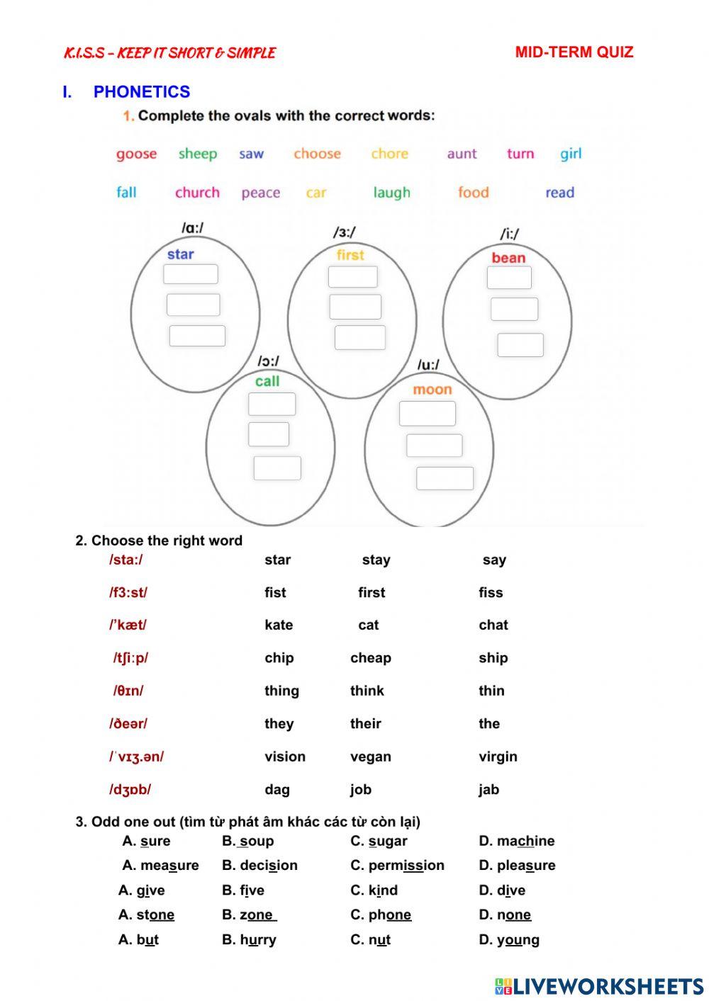 Mid-term Quiz - Phonetics
