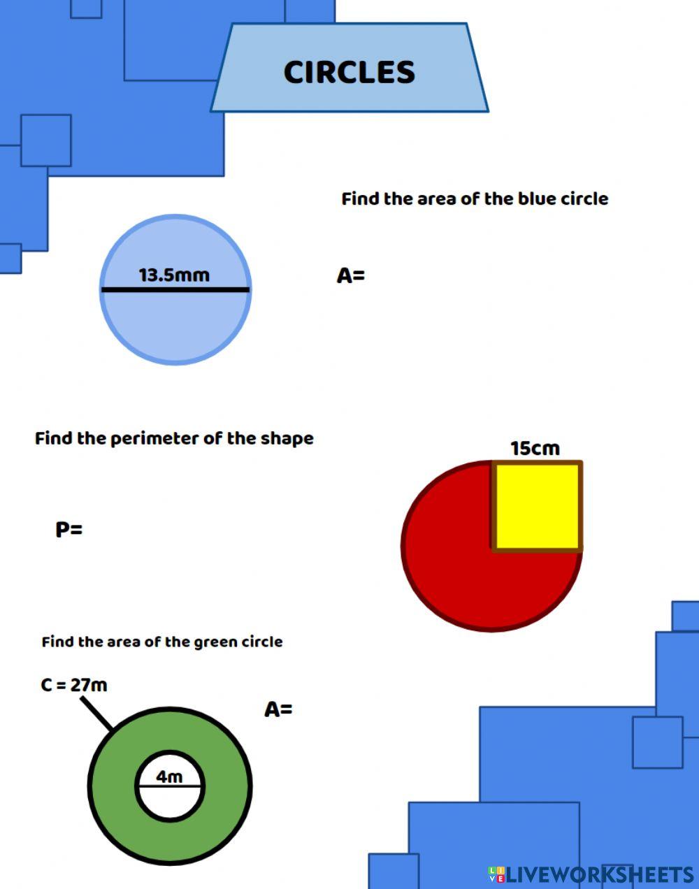 Find The Area and Perimeter of Circles