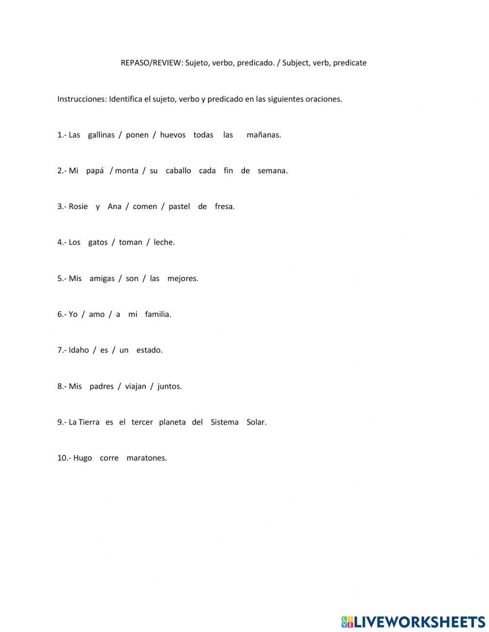 Sujeto, verbo, predicado