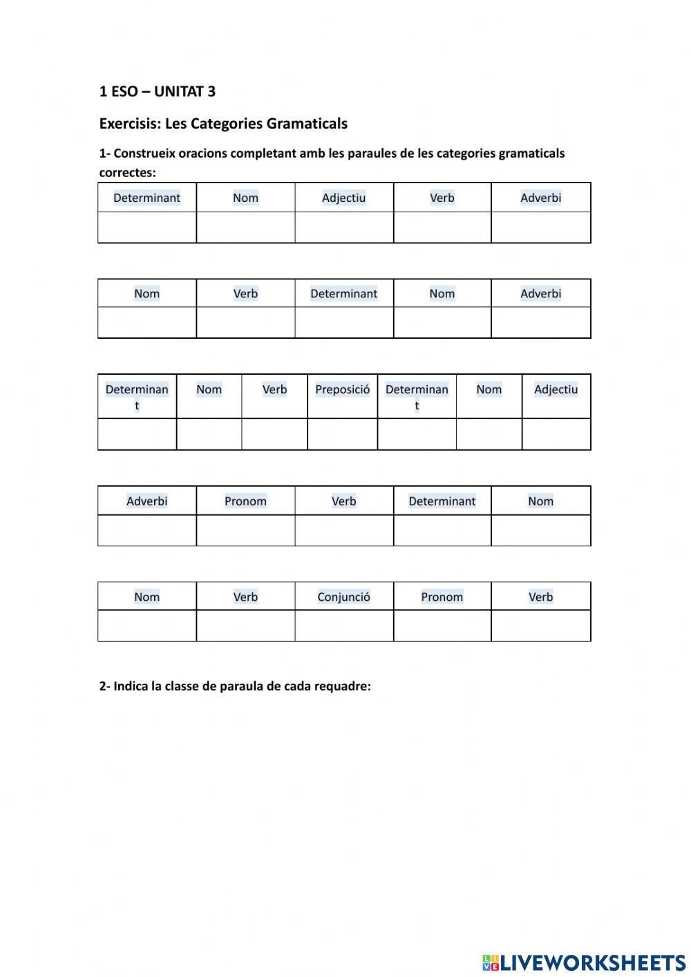 A: Categories gramaticals