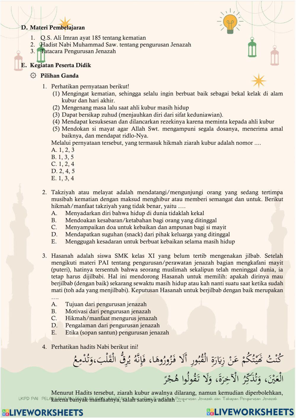 Tema 4 kepedulian umat islam terhadap jenazah