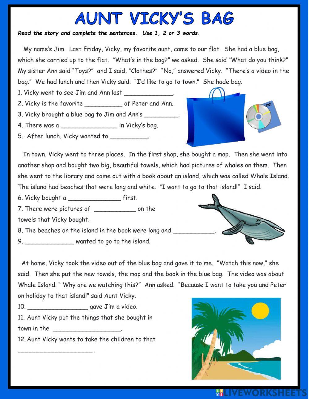 Aunt Vicky's Bag Reading Comprehension