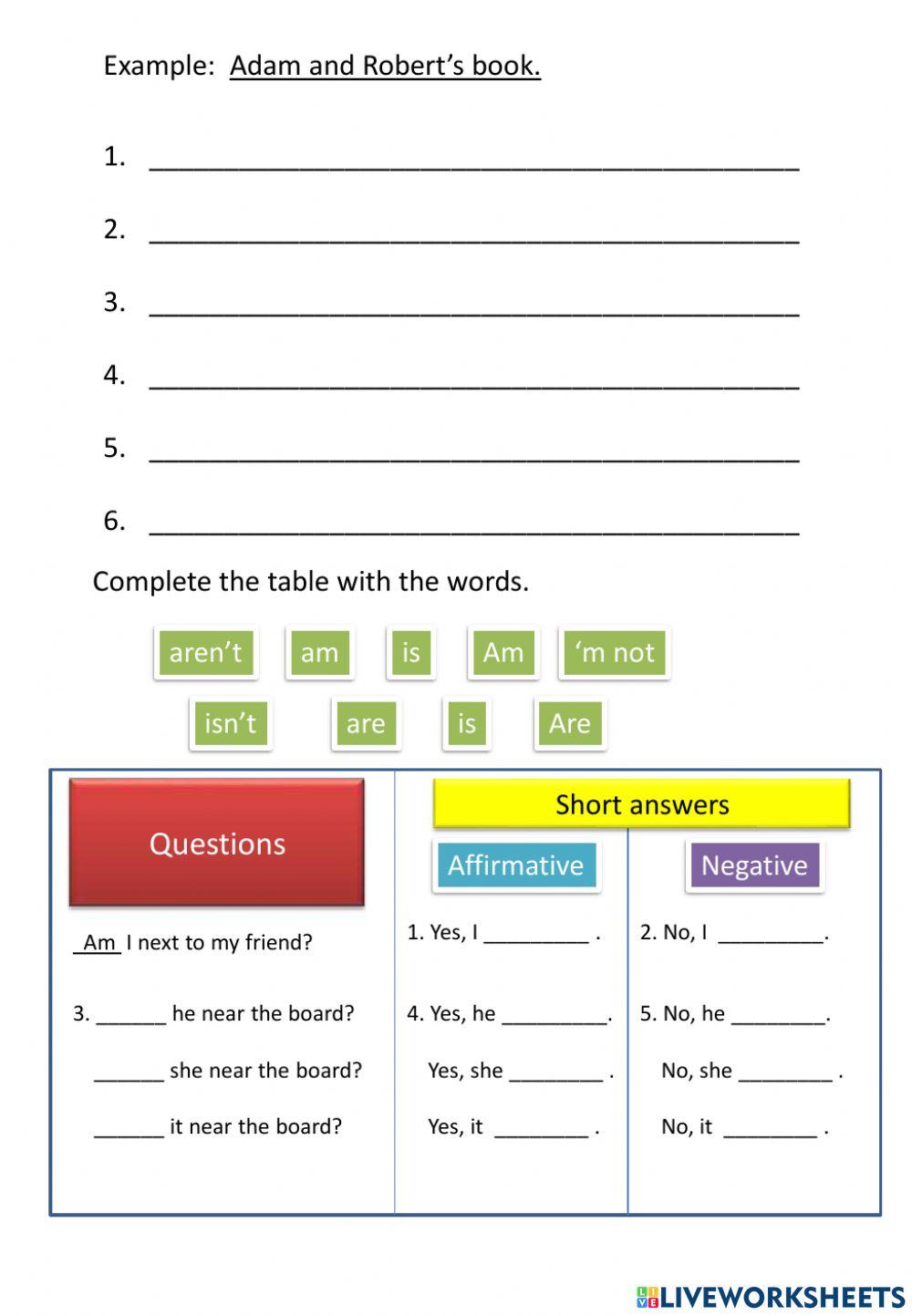 Possessive Nouns & Questions