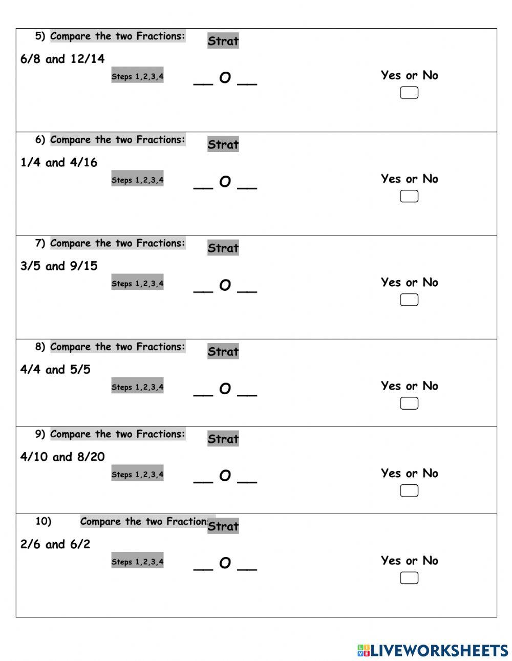 TEAM PRACTICE -5  All about Fractions