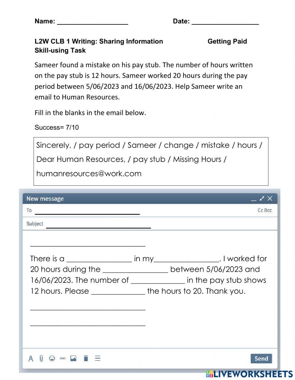 Pay Stub Problem Email W-1.4-SU