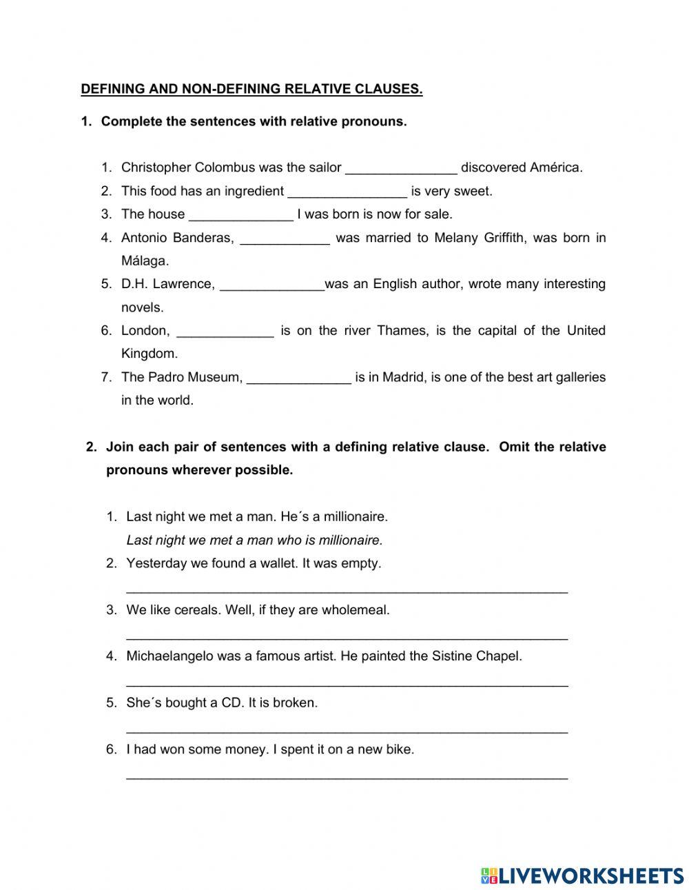 Defining And Non Defining Relative Clauses Online Exercise For Live defining-and-non-defining-relative-clauses-online-exercise-for-live