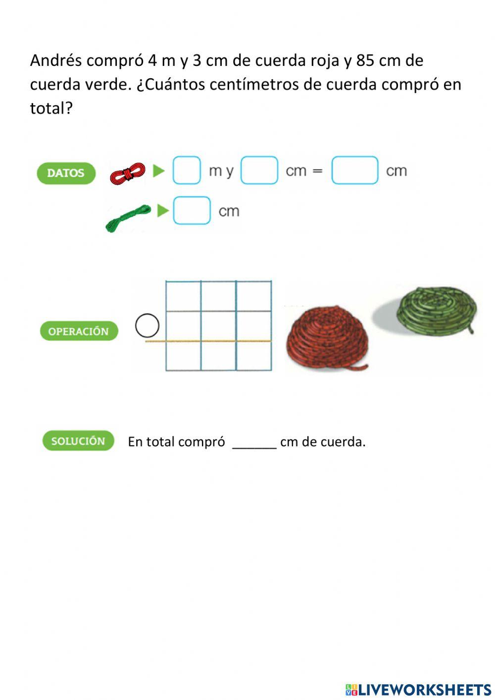 Problemas de metros a centímetros