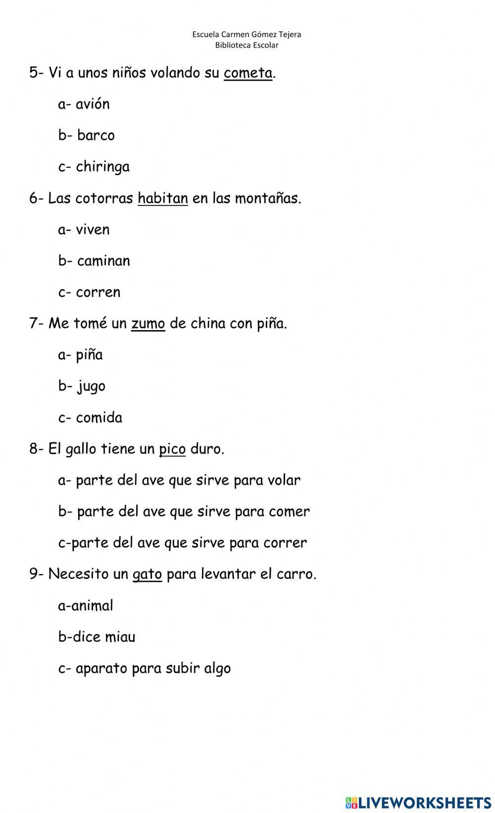 Palabras en contexto