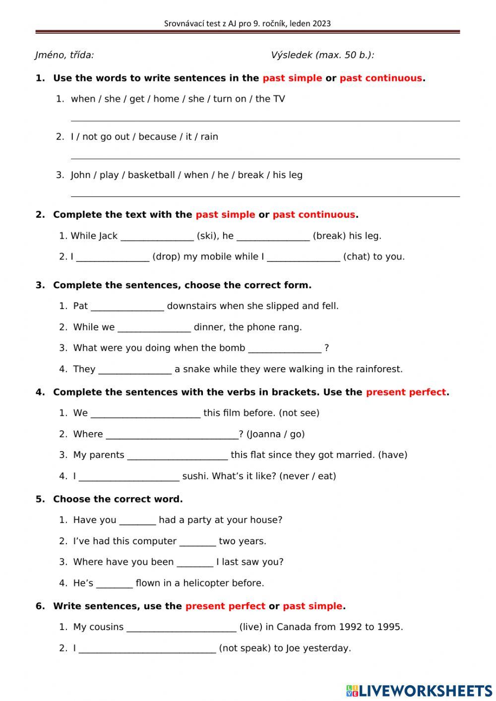 Comparative test for class 9 - January