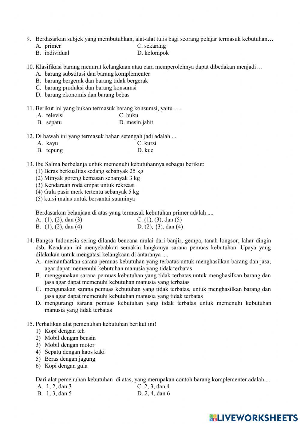 Kelangkaan dan kebutuhan Manusia