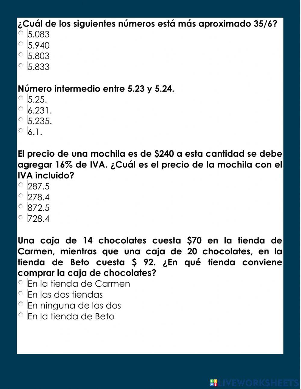Repaso de Matemáticas primer semestre