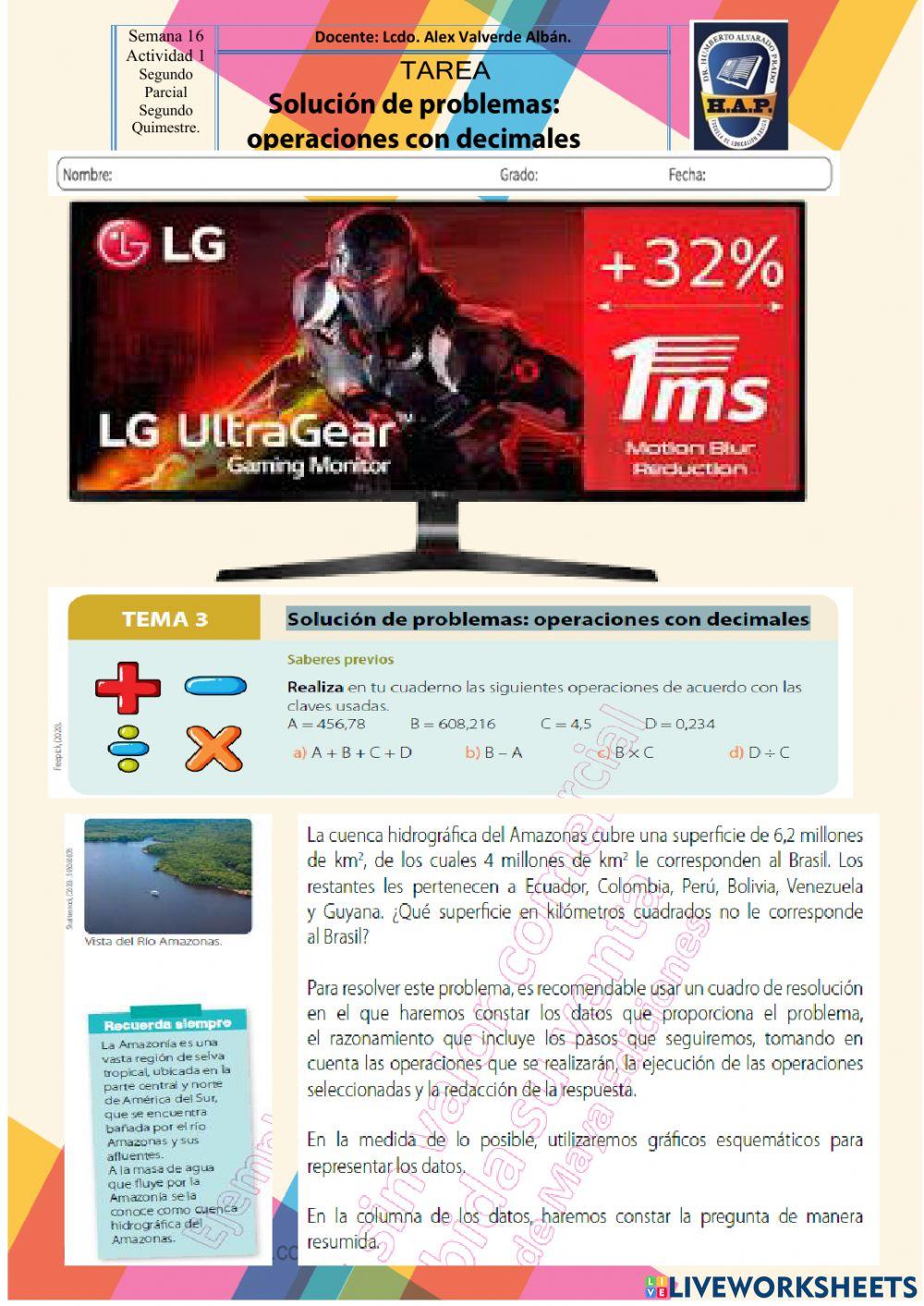 Solución de problemas: operaciones con decimales