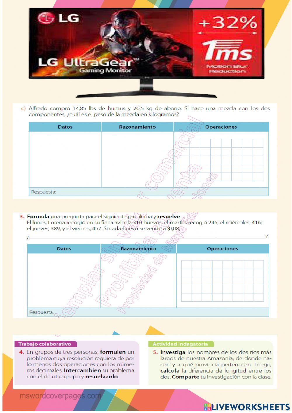 Solución de problemas: operaciones con decimales